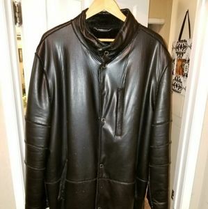 Versace Black leather trench